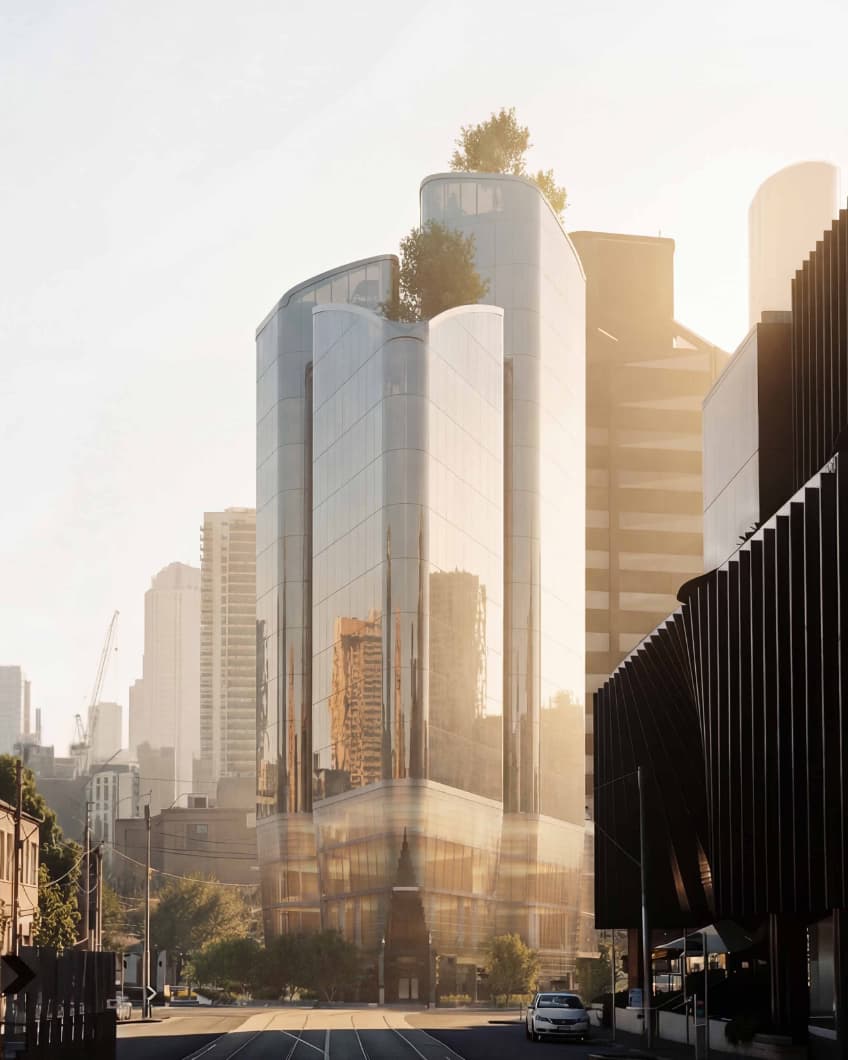 sixteen storey concrete framed office building